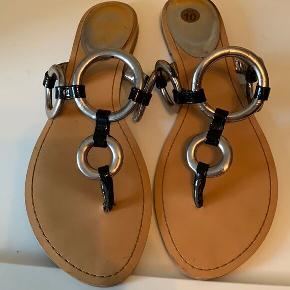 Calvin Klein size 10 sandals with silver circle bling. - Picture 1 of 7
